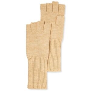 AQUA Women Fingerless Gloves OS Beige Beige Knit Cashmere Blend Winter Cozy NWT